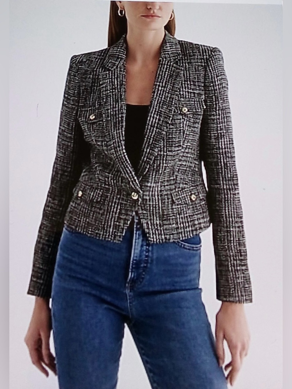 Express Black/White Tweed Texture Jacket/Blazer